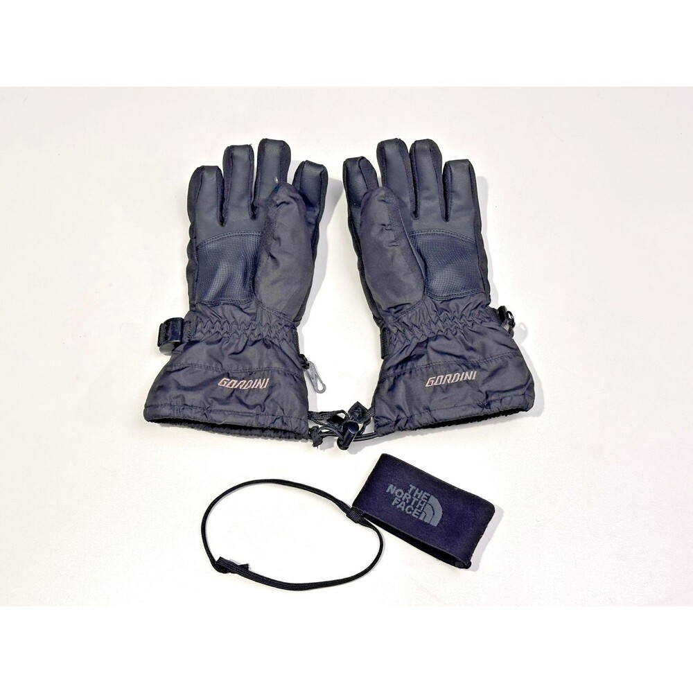 Gordini Ski Snow Gloves Black Insulated Gore Tex Large + North Face Glove Leash